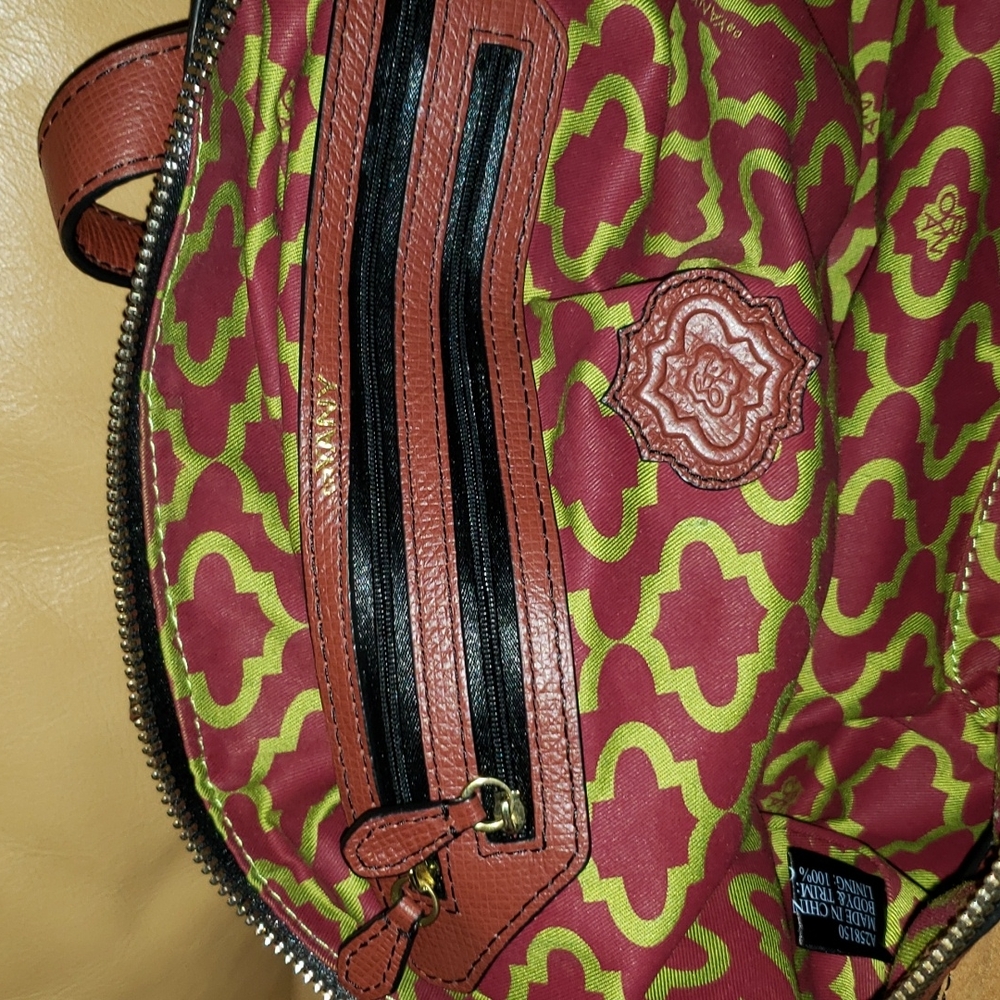 orYANY Suede and Leather Colorblock Satchel in Tan, Brown, and Green - Picture 8 of 13